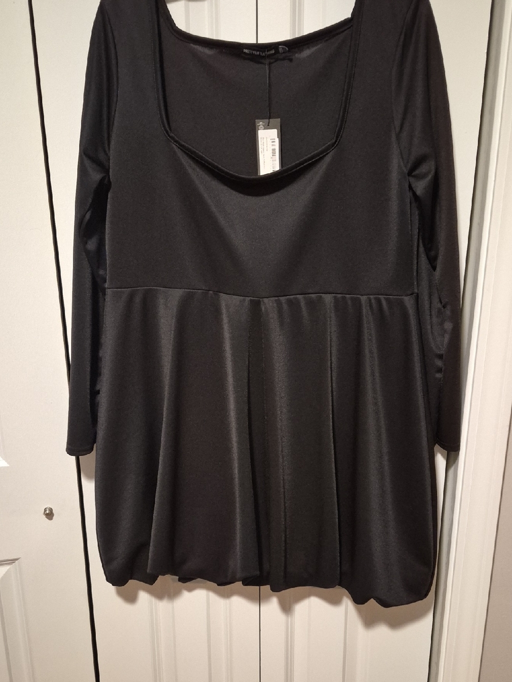 PrettyLittleThing Black Long Sleeve Peplum Mini Dress